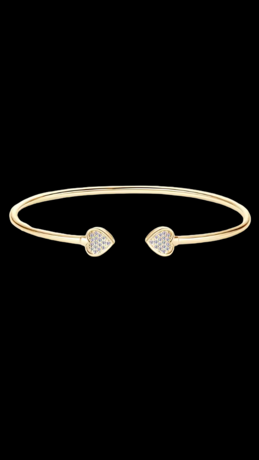 Heart Shaped Moissanite Cuff Bangle