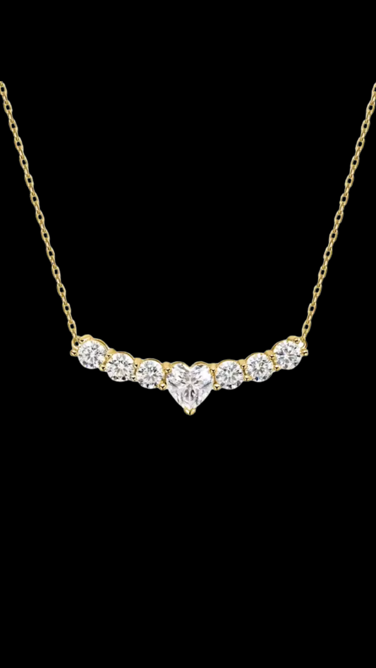 Heart Shaped Moissanite Diamond Cluster Necklace