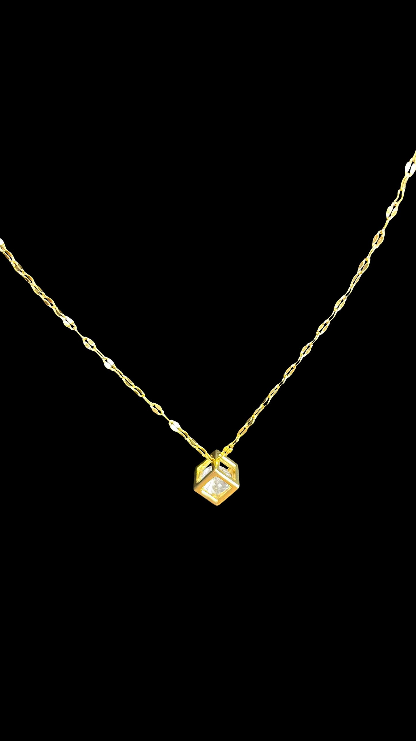 Cubic Zirconia Cubed Pendant Necklace