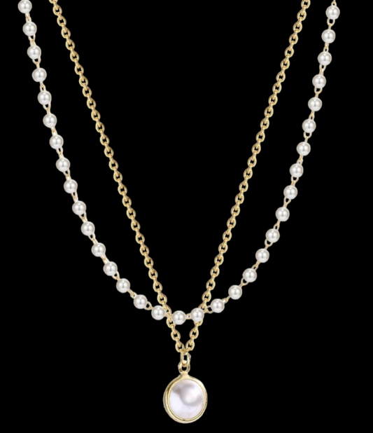 Pearl Pendant Layered Necklace