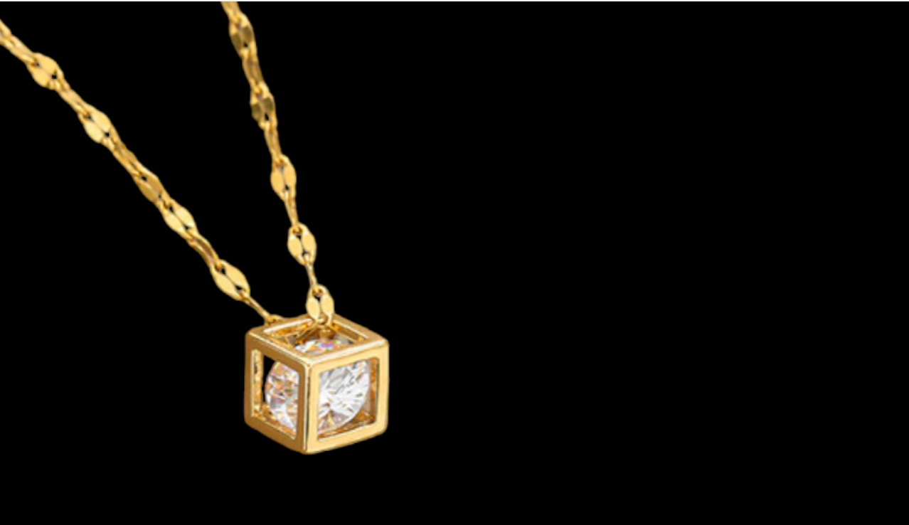 Cubic Zirconia Cubed Pendant Necklace